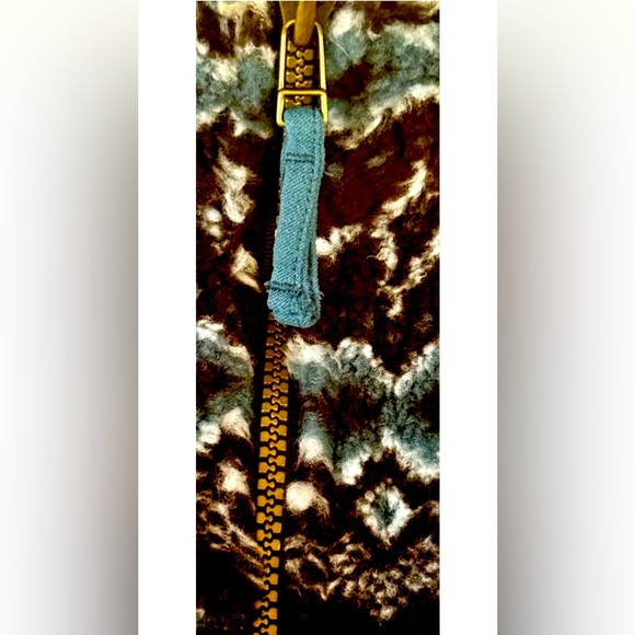 ❄️DENIM & Co❄️ NORDIC STRIPE PRINT TOGGLE DRAWSTRING WAIST FLEECE PARKA JACKET☃️ - Picture 9 of 13